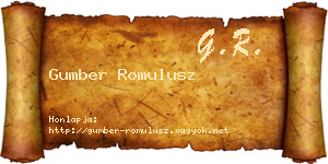 Gumber Romulusz névjegykártya